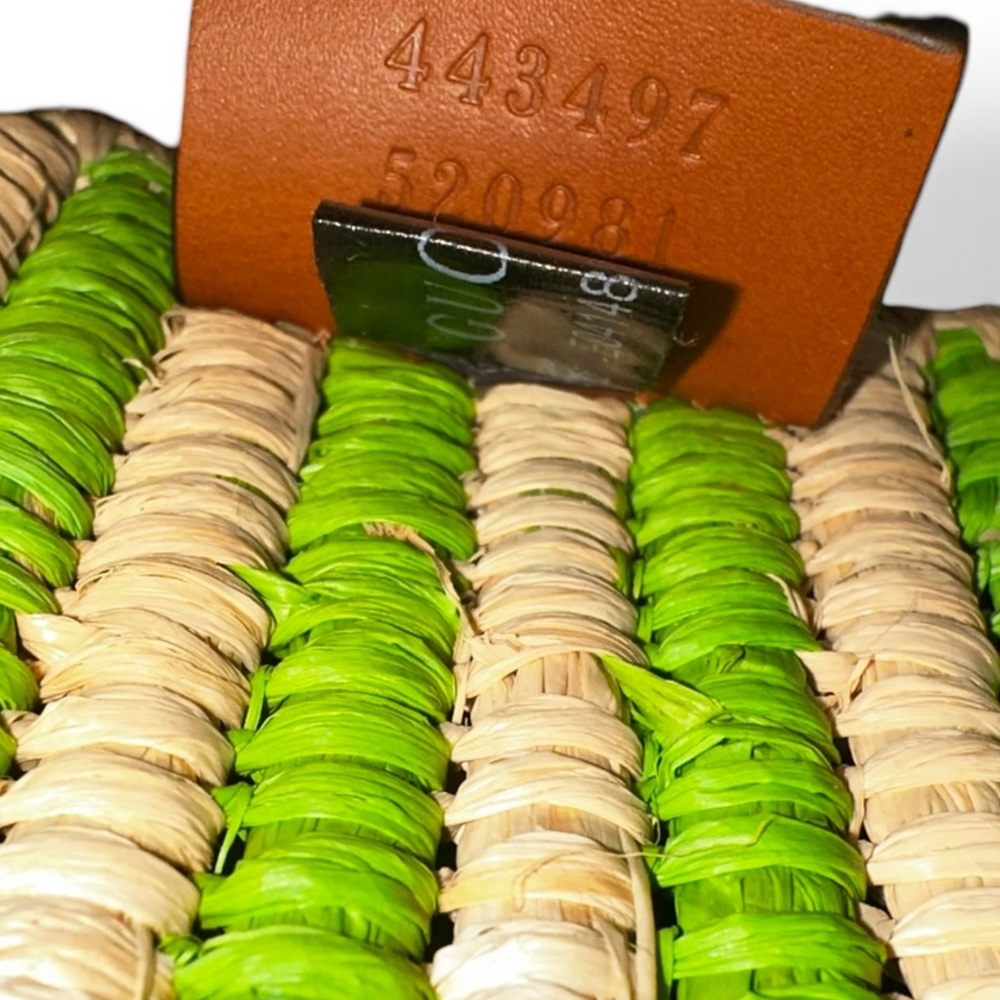 Gucci Raffia Small GG Marmont Green Shoulder Bag - Picture 11 of 12